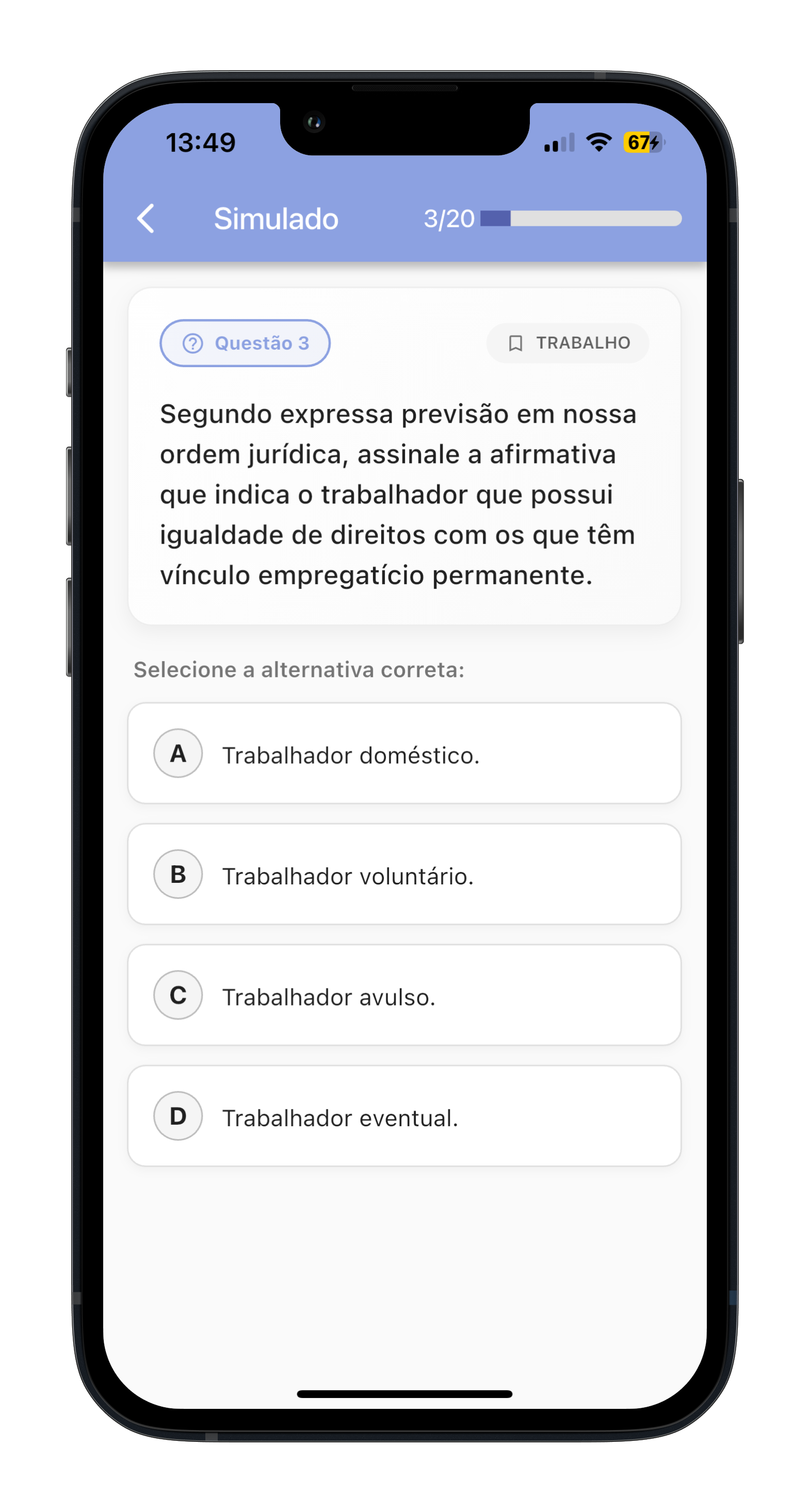 Questão do simulado no Simulado OAB